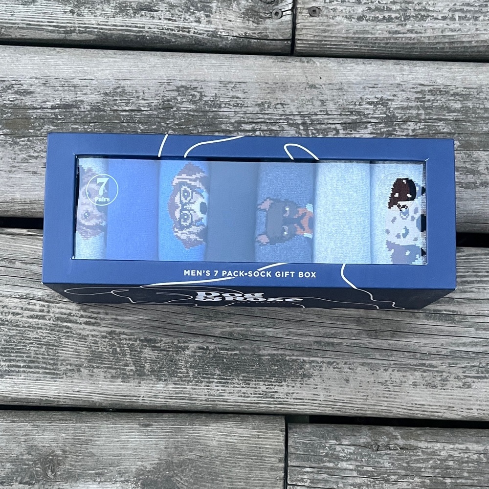 NWT Dog & Rose Sock Company Men's 7 Pack Sock Gift Box Dogs